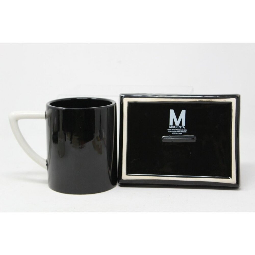 MAGENTA Black XOXO Tic Tac Toe Mug Coffee Cup & Tray Rae Valentine Love NEW S2 - Picture 3 of 9